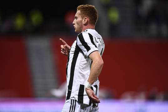 Dejan Kulusevski of Juventus celebrates scoring