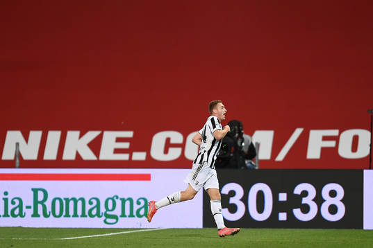 Dejan Kulusevski of Juventus celebrates scoring
