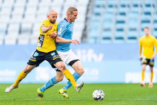 Elfsborgs Robert Gojani och Malmö FFs Franz Brorsson