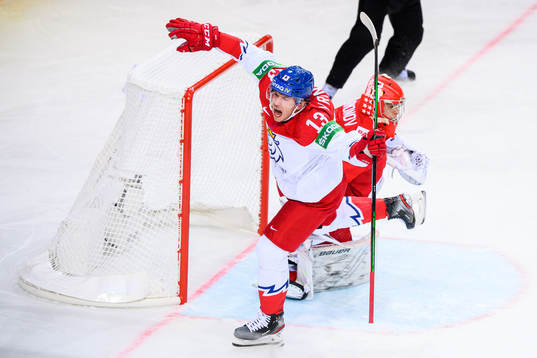 Jakub Vrana of Czech Republic celebrates scoring the 2-2