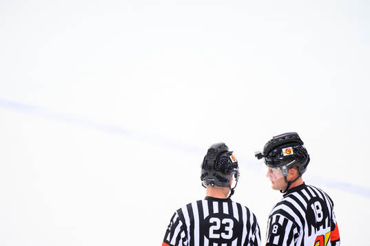Referee Tobias Björk and Mikael Nord