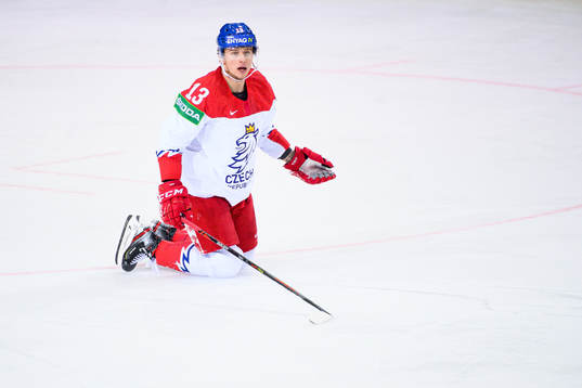Jakub Vrana of Russia reacts