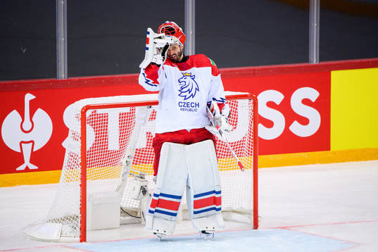 Goalkeeper Simon Hrubec of Czech Republic looks dejected