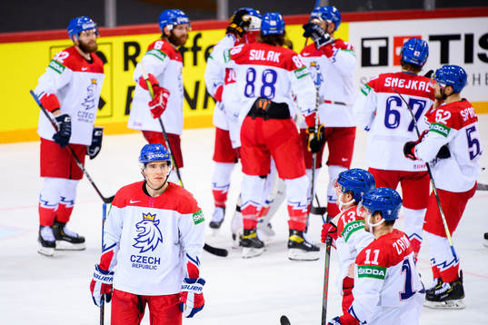 Libor Hajek  of Czech Republic looks dejected