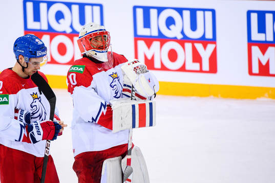 Goalkeeper Simon Hrubec  of Czech Republic looks dejected