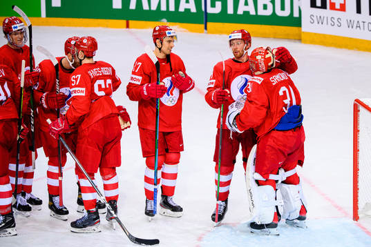 Igor Ozhiganov and Vladislav Gavrikov of Russia  celebrate