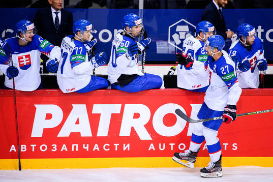 Marek Hrivik of Slovakia celebrates the 0-4 goal