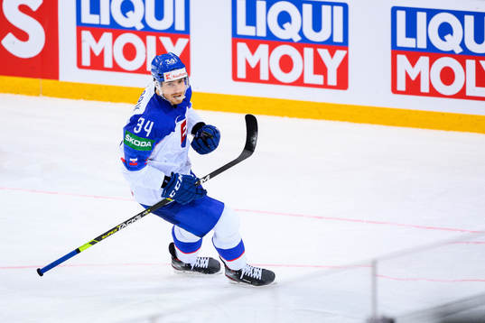 Peter Cehlarik of Slovakia celebrates the 2-5 goal