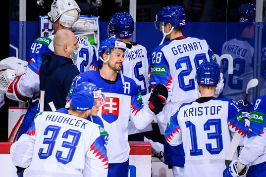 Marek Hrivik of Slovakia celebrates