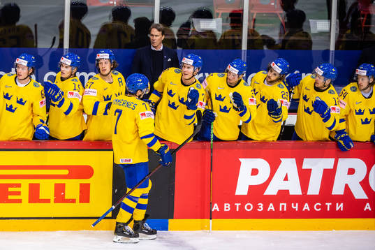 Henrik Tömmernes of Sweden celebrates with teammates
