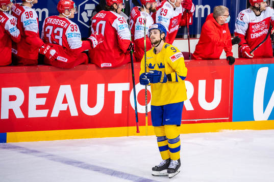 Adrian Kempe of Sweden looks dejected