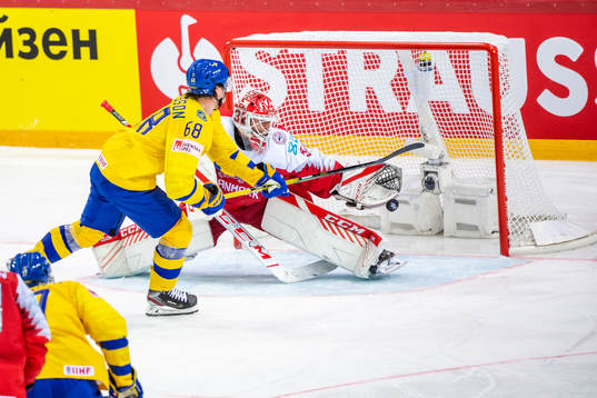 Goalkeeper Sebastian Dahm of Denmark saves a shot from