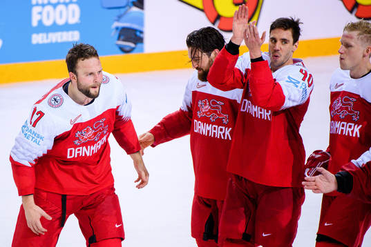 Nicklas Jensen and Jesper Jensen of Denmark celebrate