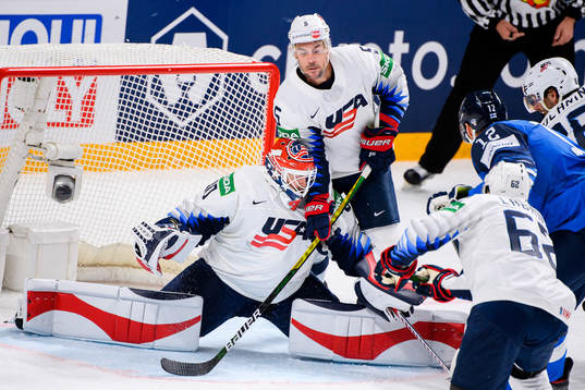 Goalkeeper Cal Petersen and Adam Clendening of USA