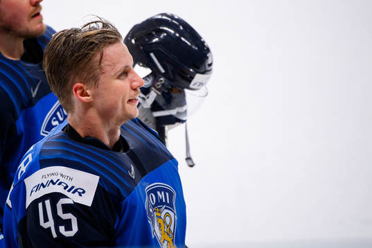 Goalkeeper Jussi Olkinuora of Finland