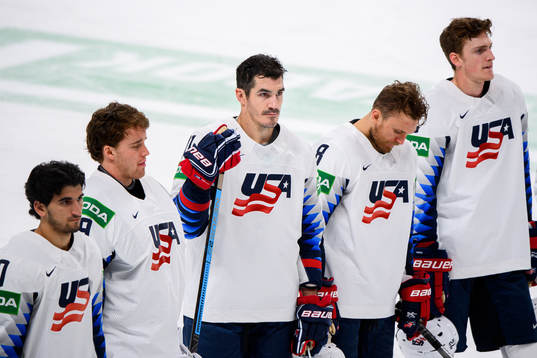 Brian Boyle of USA looks dejected