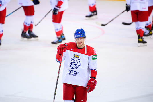 Jakub Vrana of Czech Republic looks dejected