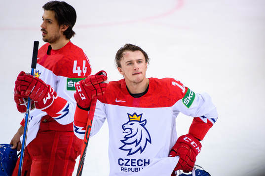 Jakub Vrana of Czech Republic looks dejected