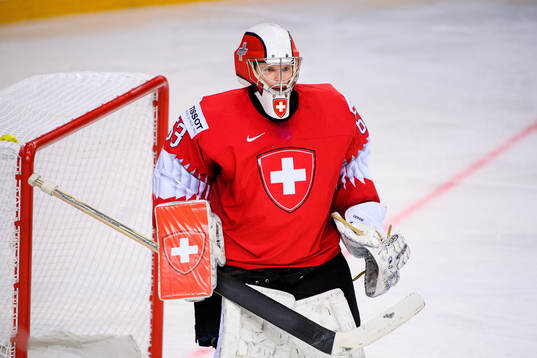 Goalkeeper Leonardo Genoni of Switzerland