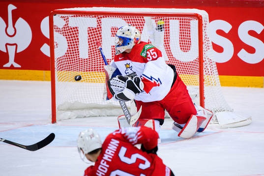 Gregory Hofmann of Switzerland scores the 2-5 goal behind