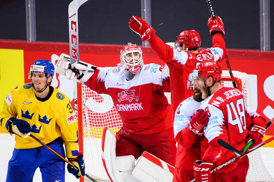 Goalkeeper Sebastian Dahm of Denmark celebrate