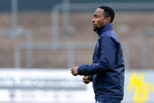 Halmstads Sadat Karim före fotbollsmatchen i Allsvenskan