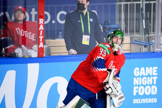 Goalkeepers Jonas Arntzen and Henrik Haukeland of Norway