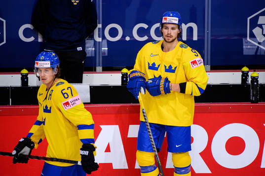 Rickard Rakell and Adrian Kempe of Sweden