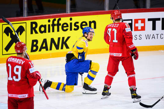 Adrian Kempe of Sweden looks dejected