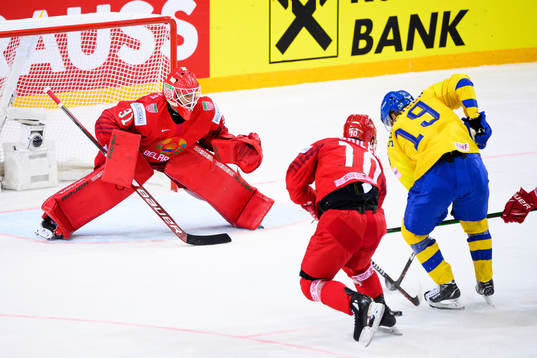 Marcus Sörensen of Sweden against goalkeeper Danny Taylor