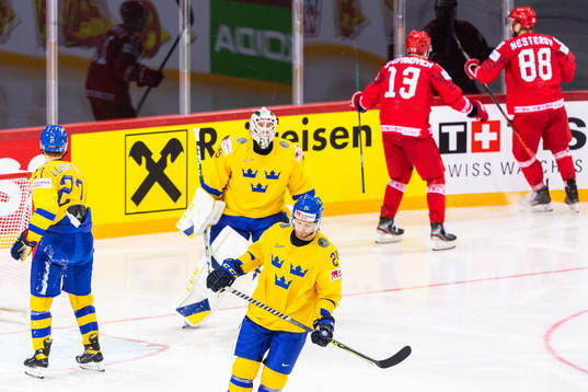 Oscar Lindberg, Nils Lundkvist and goalkeeper Adam