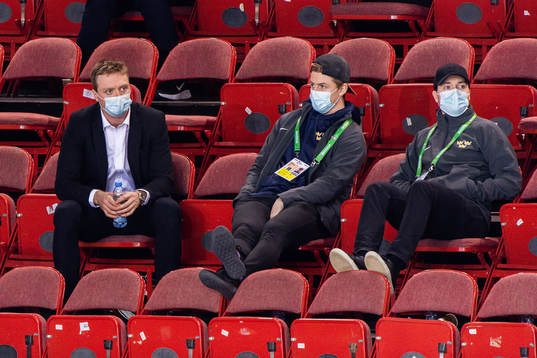 Carl Klingberg (left) of Sweden in the stands