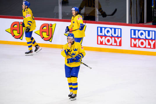 Jonathan Pudas of Sweden looks dejected