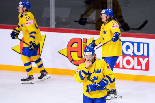 Jonathan Pudas of Sweden looks dejected