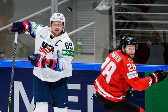 Justin Abdelkader of USA and Connor Brown of Canada