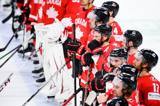 Connor Brown of Canada looks dejected