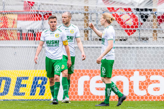 Hammarbys Jon Gudni Fjoluson och Gustav Ludwigson deppar