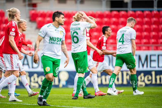 Hammarbys Gustav Ludwigson och Paulinho deppar
