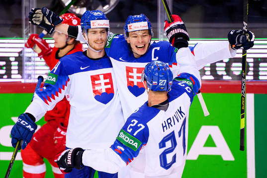Peter Cehlarik, Marek Daloga and Marek Hrivik of Slovakia