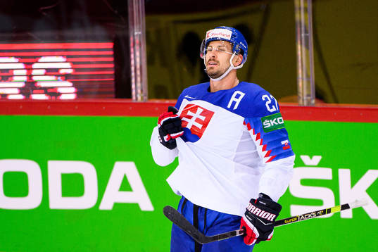 Marek Hrivik of Slovakia celebrates the 3-1 goal