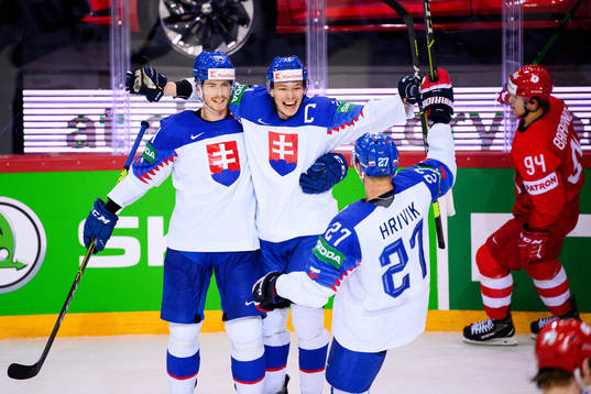 Peter Cehlarik, Marek Daloga and Marek Hrivik of Slovakia