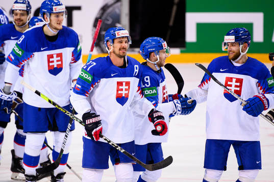 Marek Hrivik, Matus Sukel and Adam Janosik of Slovakia