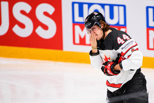 Maxime Comtois of Canada in pain