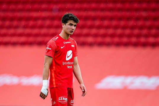 Filip Møller Delaveris of Brann looks dejected