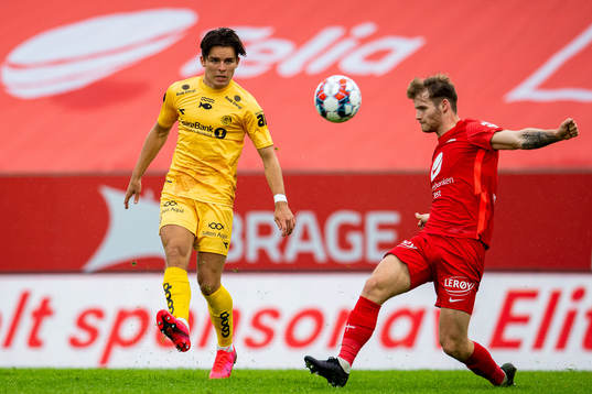 Hugo Vegard Vetlesen of Bodø/Glimt and Ole Didrik Blomberg