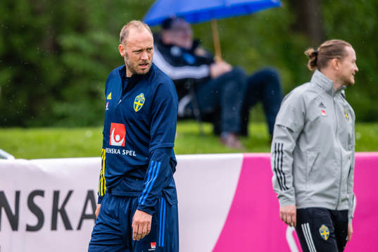 Andreas Granqvist leaves a training session with the