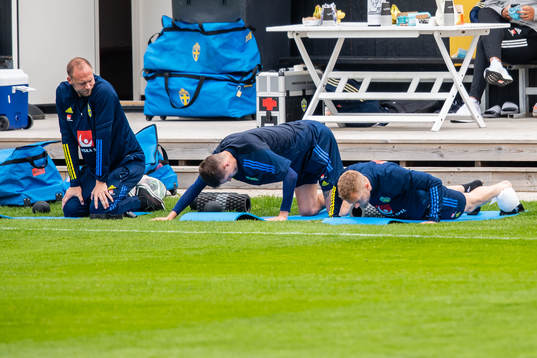 Andreas Granqvist  watches Mikael Lustig and Sebastian