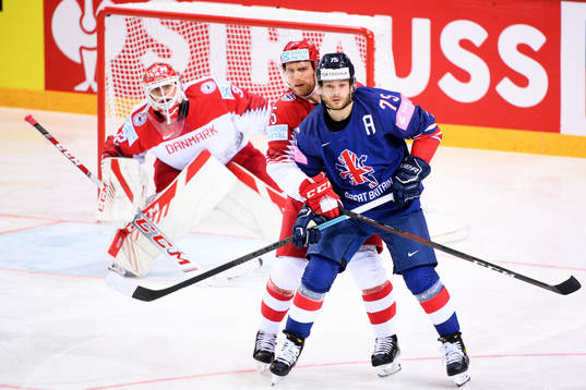 Matias Lassen and goalkeeper Sebastian Dahm of Denmark