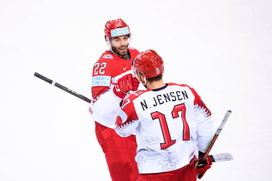 Nicklas Jensen and Markus Lauridsen of Denmark celebrate