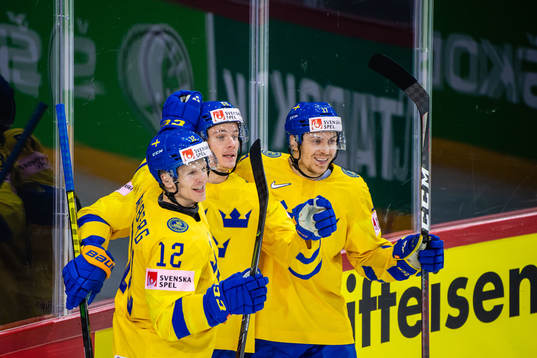 Max Friberg, Victor Olofsson and Pär Lindholm of Sweden
